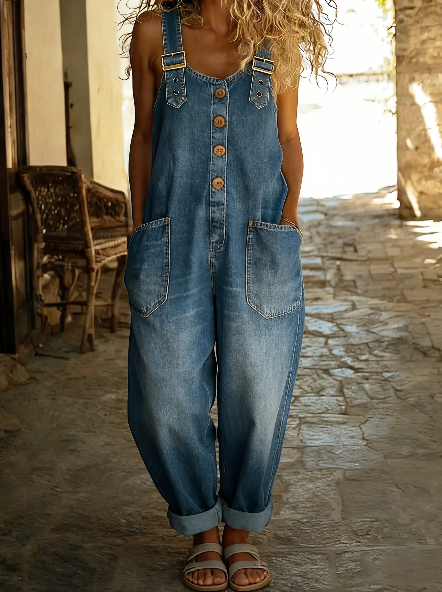 Rivoura™ Combinaison en Denim – Style Décontracté et Confort au Quotidien
