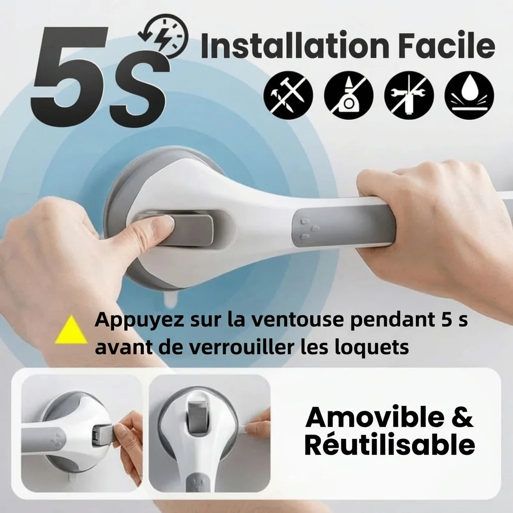 Gripora™ Barre d’Appui Sécurisée – Installation Sans Perçage