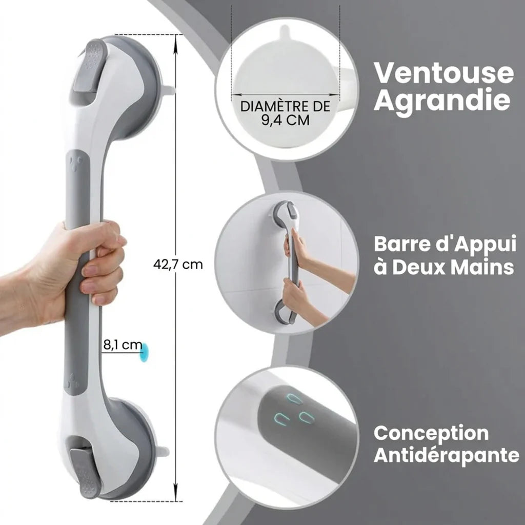 Gripora™ Barre d’Appui Sécurisée – Installation Sans Perçage