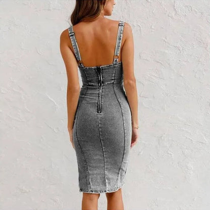 Deniméra™ Robe en jean à col en U