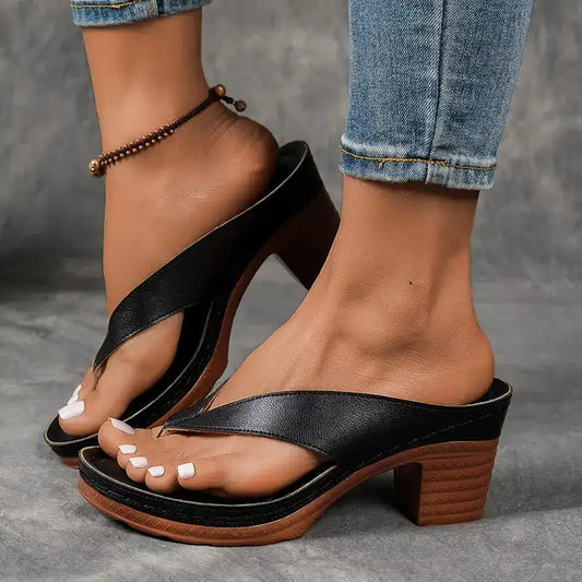 SoleilElegance™ – Tongs à Talon Épais pour un Été Stylé