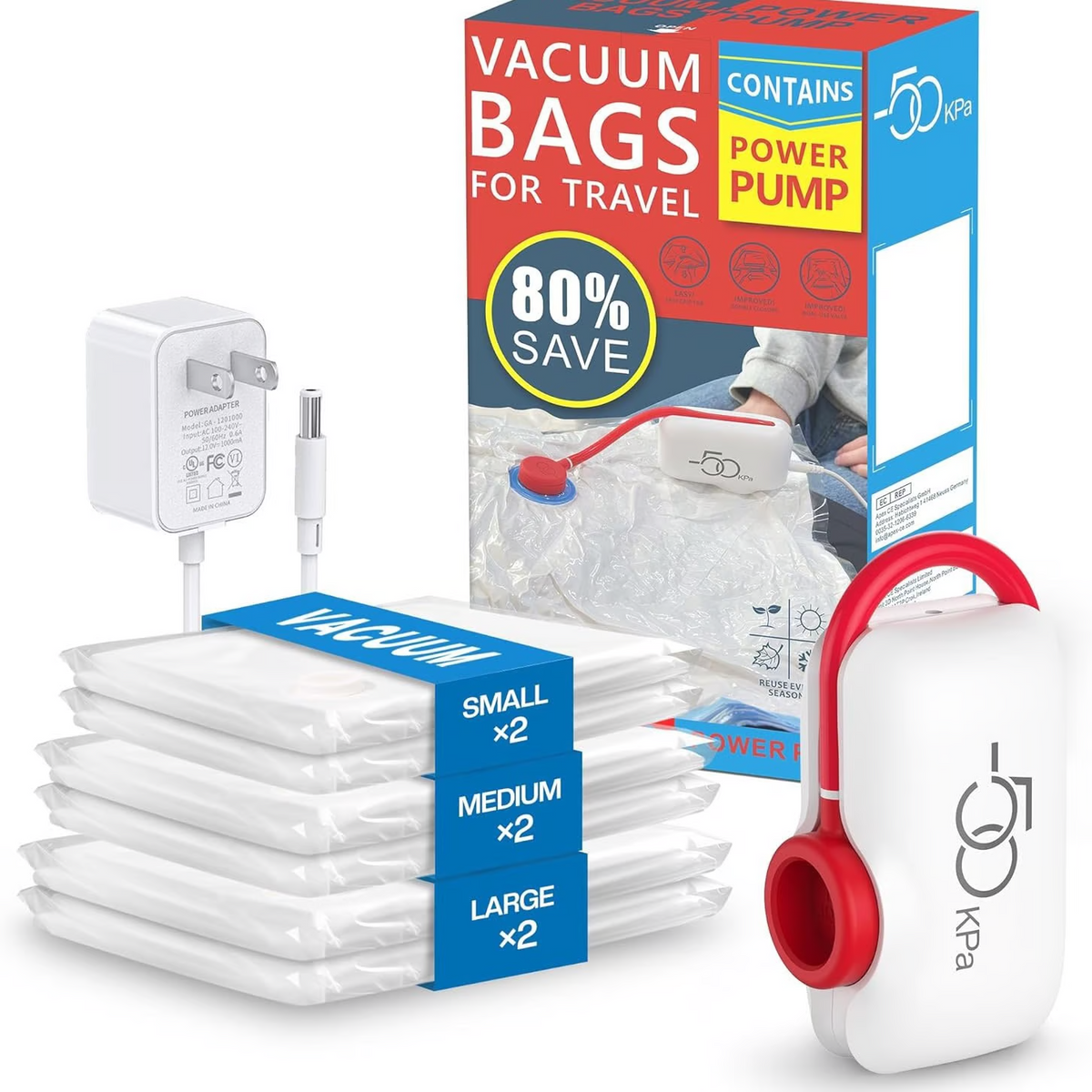 Voylixa™ AirCompact Set – Sacs Sous Vide avec Pompe USB Portable