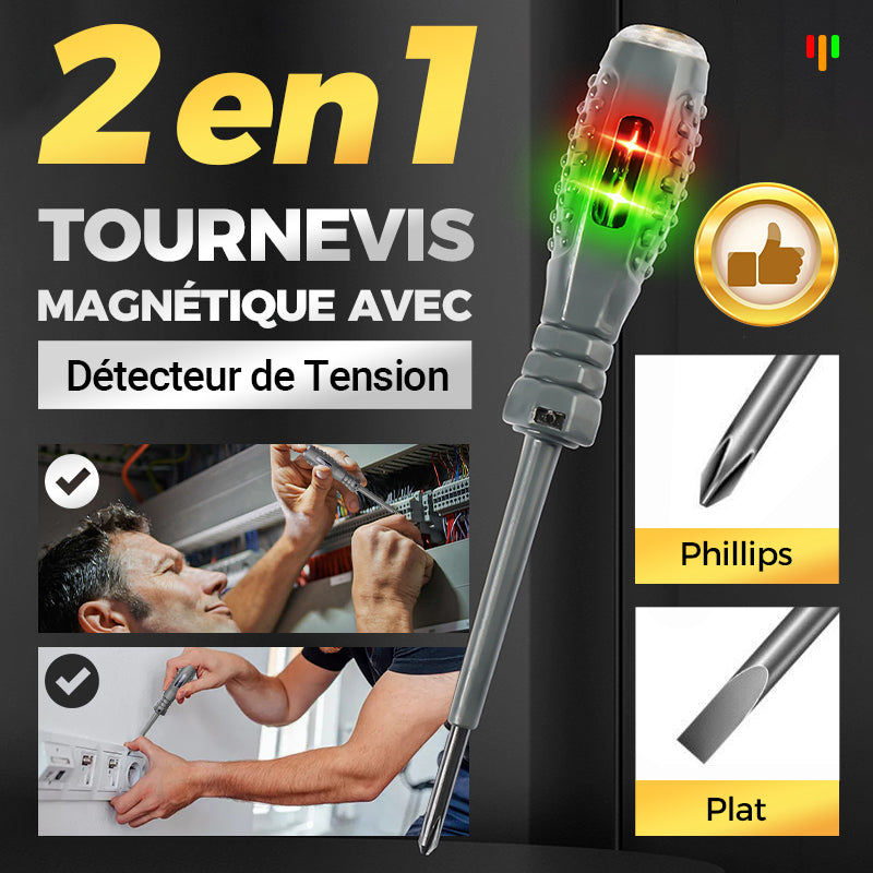 Voltaxis™ – Tournevis Magnétique Haute Précision 2-en-1 avec Détecteur de Tension