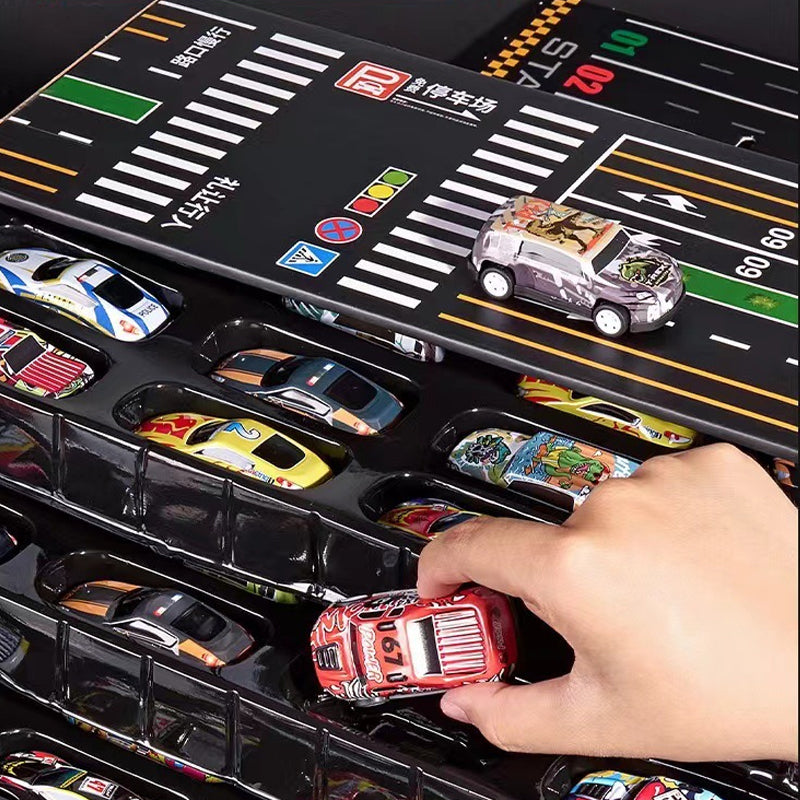 TurboNest™ – Coffret 48 Mini-Voitures à Recul avec Garage Intégré