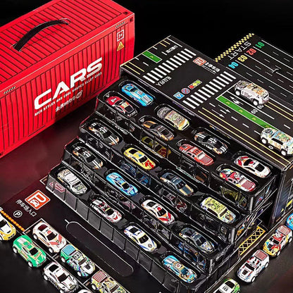 TurboNest™ – Coffret 48 Mini-Voitures à Recul avec Garage Intégré