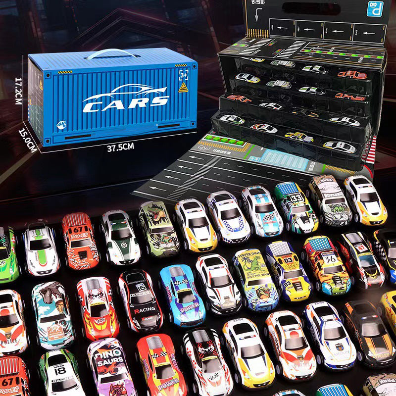 TurboNest™ – Coffret 48 Mini-Voitures à Recul avec Garage Intégré
