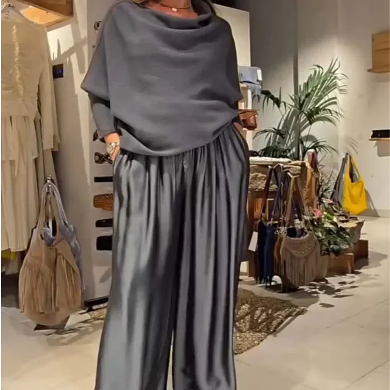 SERAVIA™ | Ensemble élégant en tweed à deux pièces avec encolure Bardot