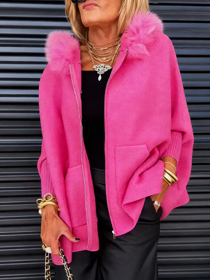 Fuchsia - Poncho en cache-cœur pour une élégance sans effort