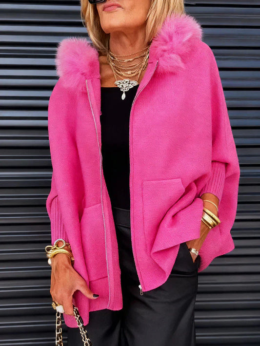 Fuchsia - Poncho en cache-cœur pour une élégance sans effort