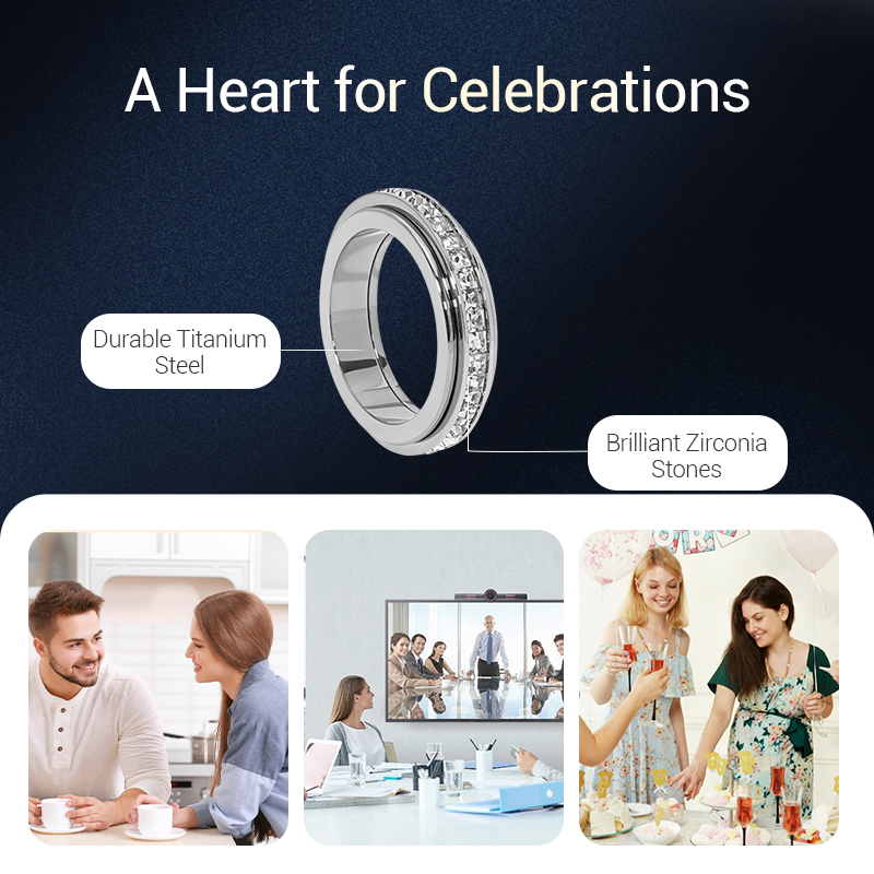 AureliaTurn™ – Bague en Zirconium Tournante de Luxe