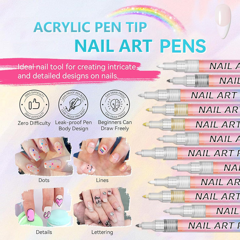 LineaNail™ – Stylos Nail Art de Précision (Lot de 12)