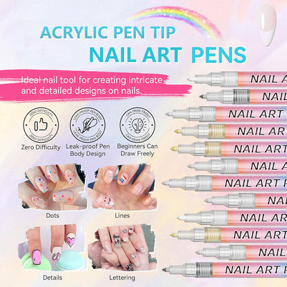 LineaNail™ – Stylos Nail Art de Précision (Lot de 12)