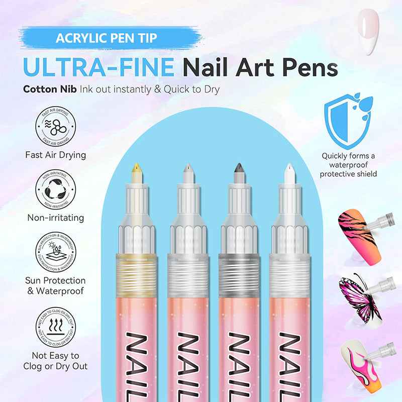 LineaNail™ – Stylos Nail Art de Précision (Lot de 12)