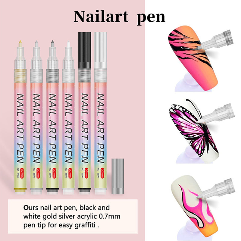 LineaNail™ – Stylos Nail Art de Précision (Lot de 12)