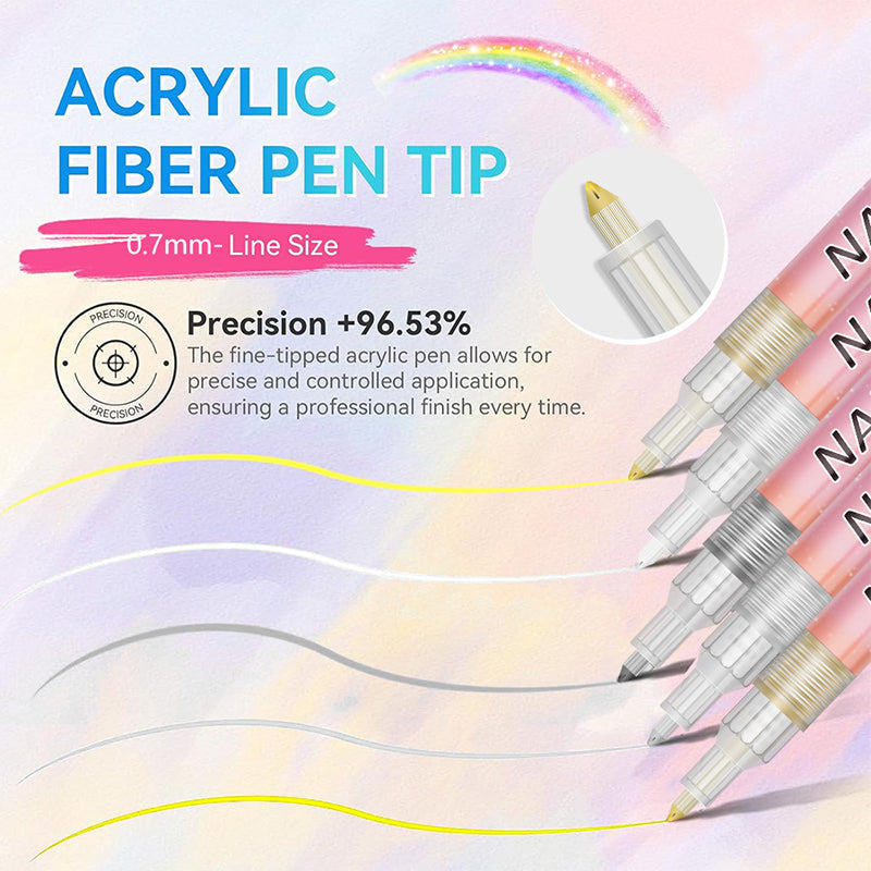 LineaNail™ – Stylos Nail Art de Précision (Lot de 12)