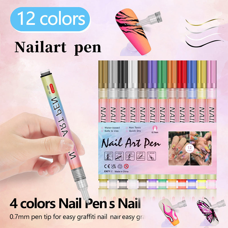 LineaNail™ – Stylos Nail Art de Précision (Lot de 12)