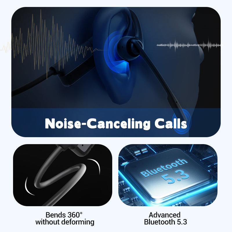 AeroCall™ | Casque Bluetooth Oreille Ouverte avec Micro Anti-Bruit