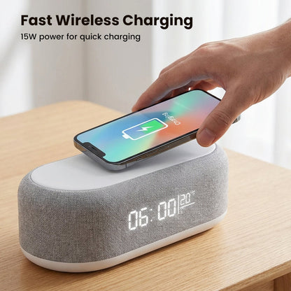 Nexivox™ - station de recharge slim 6-en-1 avec haut-parleur et horloge