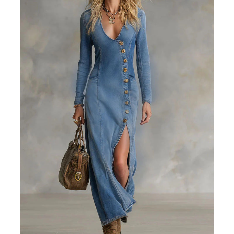 Veloura™ - Robe maxi asymétrique