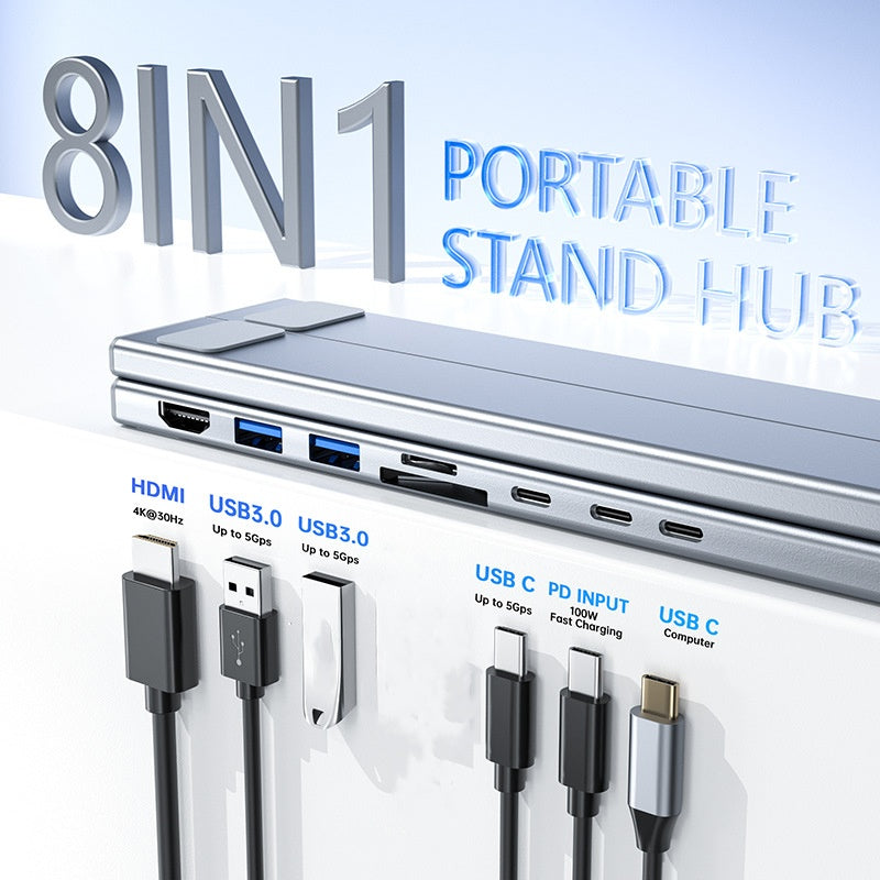 DockMaster™ Station d’Accueil 8-en-1 avec Support Réglable pour Ordinateur Portable