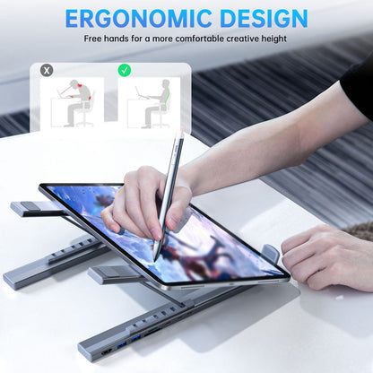 DockMaster™ Station d’Accueil 8-en-1 avec Support Réglable pour Ordinateur Portable