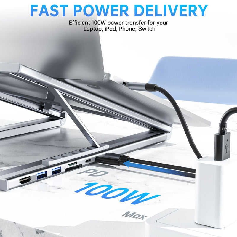 DockMaster™ Station d’Accueil 8-en-1 avec Support Réglable pour Ordinateur Portable